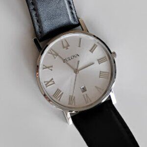 Bulova Men's Classic 3-Hand Calendar Date Quartz Leather Strap Watch